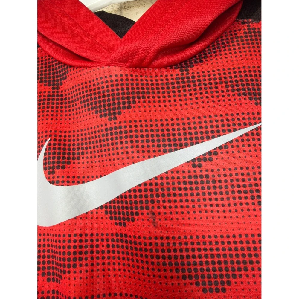 Nike Pullover Hoodie Boys 6 Red Black Graphic Therma-FIT Sportswear GUC*